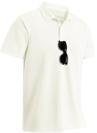 33,000ft Herren Poloshirt Golf Shirt UPF50+ Sonnenschutz Sommer Kurzarm Tshirts Schnelltrocknend Outdoor Sportshirt Männer zum Golf Tennis Weiß(Nylon Spandex) M