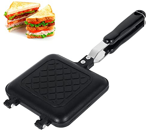 Camping Toastie Maker Non-Stick Sandwich Toastie Maker with Heat-Resistant Handle Non-Stick Stovetop Toastie Maker Double Sided Multifunction Stovetop Baking Pan Breakfast Frying Pan for Kitchen