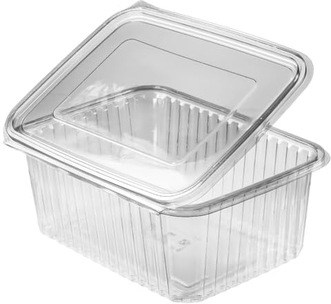 MyPapp 100 Stk. Klappboxen Rechteckbecher mit Deckel - Feinkostbecher Mealprep Box Behälter Container Einwegschale (PET) (2000, Milliliter)