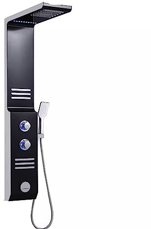 DXEMRQPB Shower System, Integrated Shower Set, Wall-Mounted Bathroom Shower, with Hand Shower, LED Ambient Light, 4-Position Adjustment