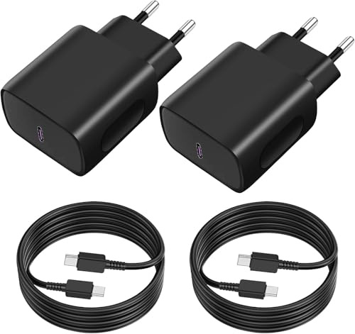 Chargeur USB C 45WX2 +2MX2 câble USB C, Charge Rapide pour Samsung Galaxy S25/S24/S23/ S22 /S21 /S21 Ultra,S20 FE, A16/A15/A14/A54/A53/A34,Chargeur Type C Secteur Adaptateur pour iPhone Huawei Xiaomi