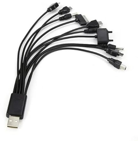 10 in 1 USB-C Charging Station - Black Multi-Device Charger Hub for iPhone, Android and Tablets | Charging with Compact Travel Design