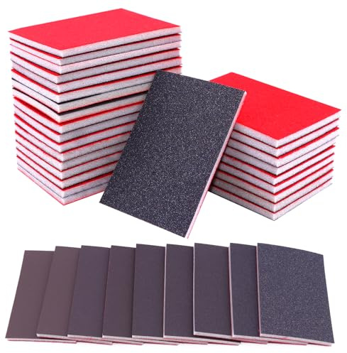 27 Stück Schleifschwämme Set,Weiches,Flexibles Schleifpad,Nass Trocken Schleifpapier 180-3000 Körnung,Schleifpads für Holz Freies Schneiden,Körnung Schleifblock für Holz Metall Farbe Möbel Trockenbau