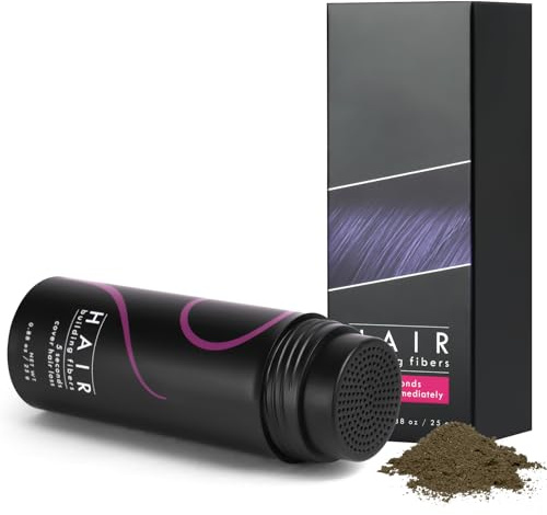 LOPHE Polvo de Fibra Capilar, 25g Fibras Capilares Hombre y Mujer, Polvo Voluminizador Pelo Hombre, Polvos para el Pelo, Relleno Capilar Instantaneo para Disimular Calvicie (Marrón Medio)