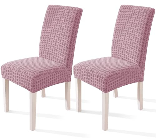 YSTELLAA Stuhlhussen 2er Set, Stretch Stuhlüberzieher, Stuhlbezug Schwingstuhl, Hussen Für Stühle Hochlehner, Stuhlbezüge Kratzfest, Universal Chair Cover Waschbarer, Rosa