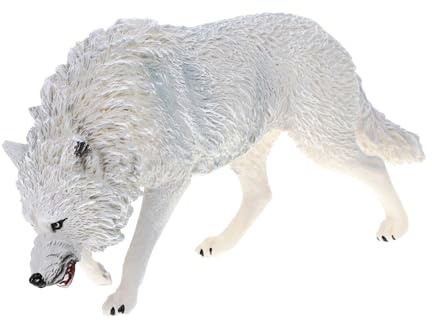GARIOUANS Petit Modèle de Loup Nord-américain en Abs, Figurine Réaliste | Blanc, Décor de Bureau et Maison, Accessoire Photo pour Projet de Paysage DIY