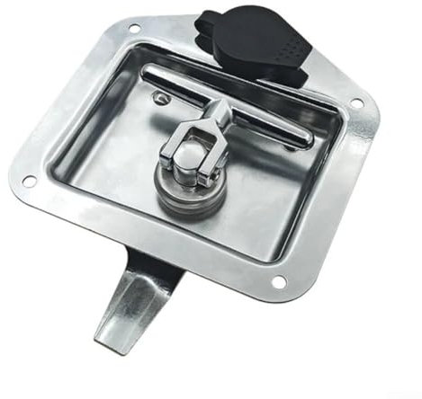 Lucchetto a T resistente per rimorchi e cassette degli attrezzi, design in acciaio inox, con 2 chiavi per una conservazione sicura (argento)