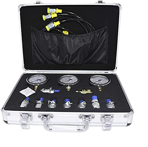 Hydraulic Crimping Tool, Portable Hydraulic Test Gauge Box Mechanical Digger Testing Tool Hand Tool Set Pressure Measuring Connector,Compatibility