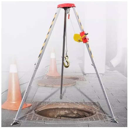Emergency Rescue Tripod Kit - 1200/1800/2600lbs Load Capacity Safety Fall Arrest System with Self-Locking Winch for Engineering and Emergency Response