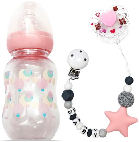 3-teiliges Babypuppen-Zubehörset, inklusive Puppenflaschen, magnetischen Puppenschnullern und Schnullerketten sowie einem Puppenfütterungsset