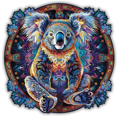 CREATIFWOOD Original Holzpuzzle 250 Teile – Größe 28×28 cm – Einzigartige Teile – Entspannende und lehrreiche Aktivität Erwachsene und Jugendliche (Koala-Mandala)