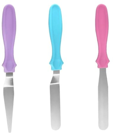 PYNSVNVM 3pc/Set Small Cranked Angled Spatula Palette Knife Stainless Steel Butter Cake Cream Fondant Tools Kitchen Item