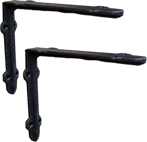 Dekorative Regalhalterungen Bauernhaus Industrielle Regalhalterungen Gusseisen Regalhalterungen Rustikale Regalhalterung Wandmontierte Regalhalterungen Vintage Antiker Stil, 4 Pcs, L