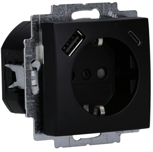 Busch-Jaeger 20 EUCB2USBAC-915 SCHUKO USB A+C Steckdose Safety+ | Busch-balance SI Schwarz matt 2CKA002011A6342