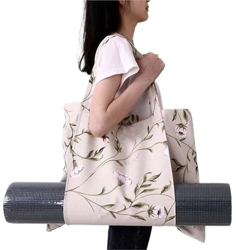 Generisch Yogatasche Multifunktionale Canvas-Yoga-Tasche, Turnmatten-Tasche, Yoga-Rucksack mit großem Fassungsvermögen, Pilates-Matten-Aufbewahrungstasche, Mattenträger(Color-03)