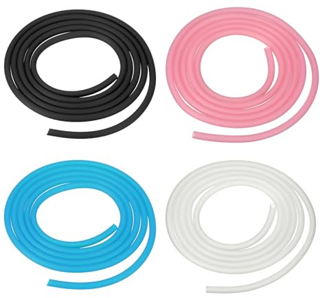 PETAXCELL Aquarium Airline Tubing, 5/32(4mm) ID x 1/4(6mm) OD 4.9ft PVC Flexible Tube, (4Pcs, Black/White/Blue/Pink), Intended for Fish Tank Air Pump/Aquarium/Garden/Terrarium Pond