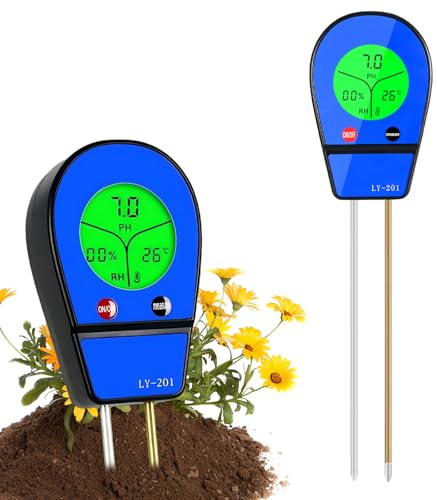 HEEGFF Bodentester Digitales, 3 in 1 Bodenmessgerät PH-Messer Feuchtigkeit Fruchtbarkei Feuchtigkeitsmessgerät Dual-Probe-System mit LCD-Display für Pflanzen Gartenarbeit Rasen Garten Landwirtschaft