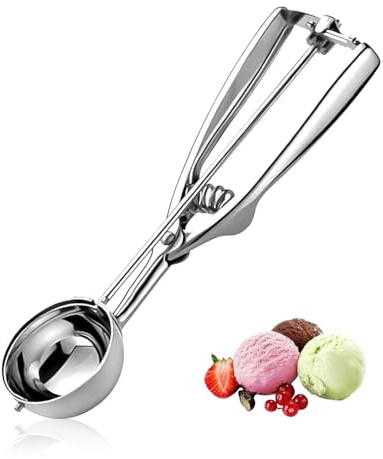 GAJUS Cuchara De Helado Acero Inoxidable 1 Pieza, Sacabolas Helado Con Gatillo, Cucharón Para Helados, Accesorios De Cocina, Apto Para Lavavajillas, Diámetro De Bola 4 Cm