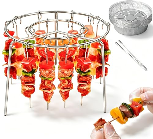 Support à brochettes en acier inoxydable pour friteuse à air chaud, nouveau modèle vertical 2026 avec 24 brochettes, grilles de cuisson de 15 cm, ensemble de brochettes en acier inoxydable (1PCS,1,1)
