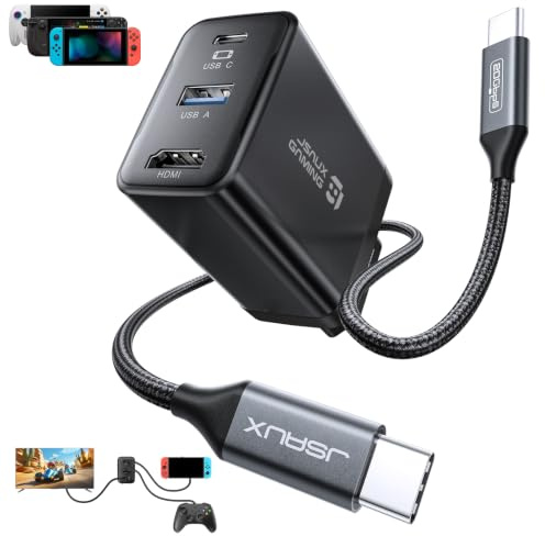 JSAUX 65W Switch 2 dockningsstation med 4K@120Hz HDMI, 65W PD, USB A-port | USB C TV-dockningsstation kompatibel med Switch 2/Steam Deck/ROG Ally/Samsung/MacBook med flera - OmniCentro laddningsdocka