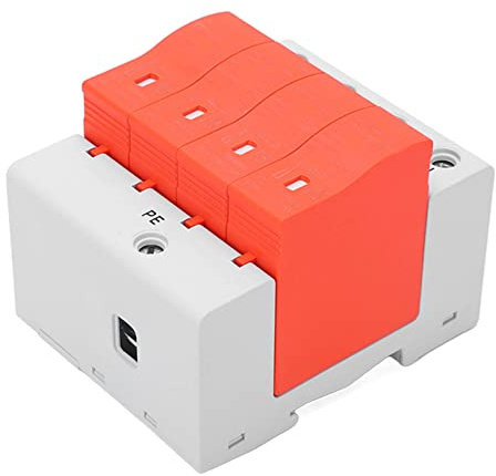 Jeffergarden Spänningsskydd Flamskyddande PC Överspänningsskyddsenhet 385V AC 40kA DIN-skena Montering Snabbrespons för RV Home Solar PV Panel Protection System (4P)