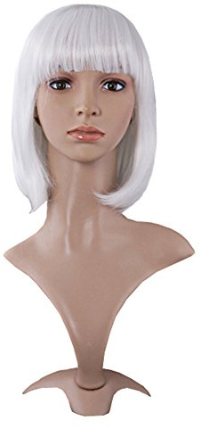 MapofBeauty 30cm/ 12 pulgada corto lacio seorita lacio Pelucas (blanco)