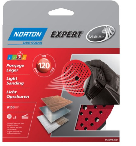 Norton slipskivor set med 5 självhäftande Ø 150 / korn 120 multi-air