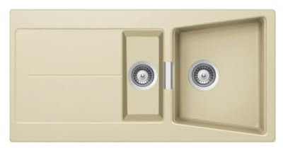 Smeg lc102p top-mount Kitchen Sink rectangular Cristadur Sink – Kitchen sinks (top-mount Kitchen Sink, rectangular, Cristadur, Cream, 2 Bowls, Trapezoid)