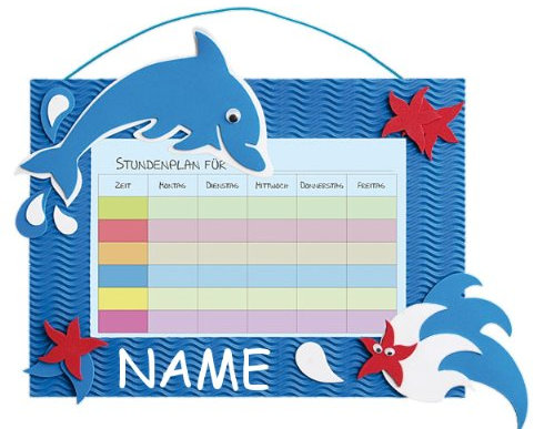 alles-meine.de GmbH Bastelset Stundenplan - incl. Name - für Schulstunden Delfin blau Tiere - Grundschule Schule Schulanfang Einschulung Kinderzimmer Planer