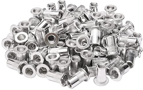 JIUWU 100 Pcs M5 5 mm Flat Head Aluminum Rivet Nut Blind Insert Nut