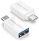deleyCON USB-C auf USB Adapter USB 3.0 (2 Stück) - Handy OTG Adapter 5 Gbit/s Thunderbolt 3/4 für iPhone 16 15, Galaxy S25/S24/S23, MacBook, iPad, iMac, Surface, Notebook, PC, Laptop, Tablet, Weiß