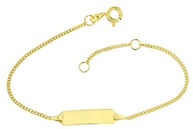 JC Smycken 585 guld baby ID-armband barn guldarmband 14 cm I armband med gravyr pansarplatta doparmband guld namnarmband I babyarmband med namn I barnsmycken tillverkade i Tyskland I 5.56049, 14
