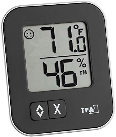 TFA Dostmann digitales Thermo-Hygrometer Moxx, 30.5026, zur Raumklimakontrolle, Luftfeuchtigkeitsmesser, Innentemperatur, für innen, schwarz