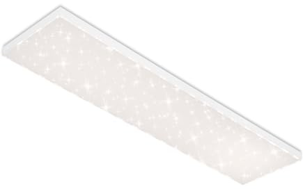 Briloner Leuchten - LED Panel, Deckenleuchte dimmbar, Deckenlampe mit Lichtkante, Sternendekor, inkl. Fernbedienung, Farbtemperatursteuerung, 38 Watt, 3.800 Lumen, Weiß, 1195x295x69mm (LxBxH)