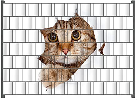 Wallario Zaun Sichtschutz Windschutz für EIN- und Doppelstabmattenzäune in der Größe Breite 2,00m x Höhe 1,40m, Motiv: Katze mit Blick nach vorn