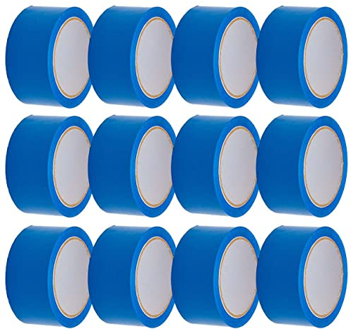 Edenpack 12 Rolls Blue Colour Low Noise Adhesive Tape 50MM x 66M Art and Craft DIY Decorative Packaging Packing Parcel Strong Seal Coloured Acrylic Tape