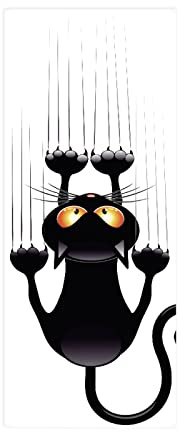 TüRfolie TüRtapete TüRposter Selbstklebend 3d Fototapete Klebefolie TüR Mit Motiv TüRaufkleber Kinderzimmer Schwarze Comic-Katze 77 X 200cm(30,31 X 78,7 Zoll)