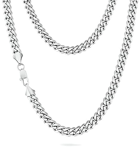 KRKC&CO 6mm Kette Herren, Herren Edelstahl Panzerkette mit Diamantschliff, 14K Gold Vergoldet Cuban Link Chains Goldkette, Geschenke für Damen Mädchen Männer Jungs, [Länge 45,7cm]