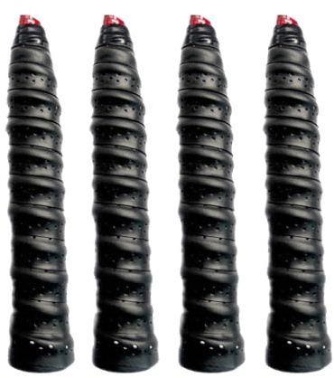 N-KONGJIAN 4PCS Tennis/Badminton Racket Grips, Badminton Hand Glue Outdoor Anti-Slip Badminton Tennis Racket Handle Grip Bands Tape, Wrap Your Racquet for High Performance (Black)