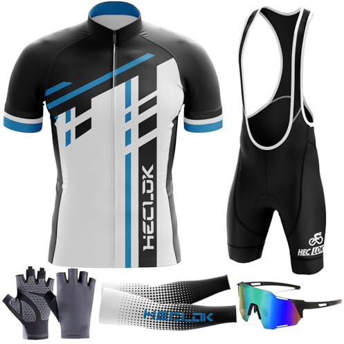 Herren Kurzarm Fahrrad Trikot Set,2024 neu Radtrikot Set Herren Kurzarm mit Atmungsaktiv Schnell Trocknend Radtrikot Mit 9D Sitzpolster für MTB Rennrad Fahrradbekleidung Set (TYP-10,XXL)