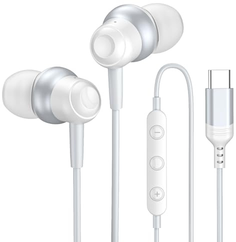 Écouteurs Filaire USB C pour Samsung Galaxy S24 Ultra S23 S22 Fe A55 A54, Écouteurs USB C avec Microphones compatibles avec iPhone 15 Plus Pro Max, iPad Pro Series, Pixel 8/7/6, Tablette etc.