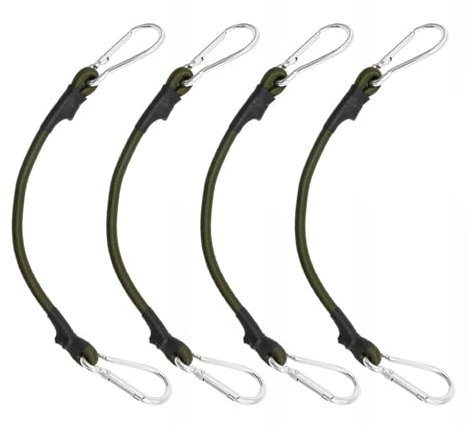Lot de 4 tendeurs en caoutchouc avec mousqueton, tendeur en caoutchouc crochet, fixation de voile d'ombrage, corde de serrage avec crochets, bande élastique réglable