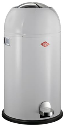 Wesco Kickmaster Avfallssamlare i grå, pulverlackerad stålplåt, inbyggd dämpare, 33 liter volym, stor inkast