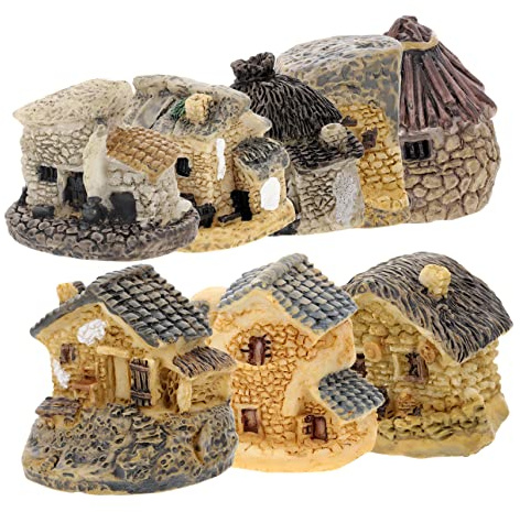 ORFOFE 8stücke Mini-Haus-Ornament Aus Harz Landschafts-dekor Miniatur-Haus-dekor Kleine Haus-Dekoration Für Haus Und Garten-Dekoration Gemischter Stil