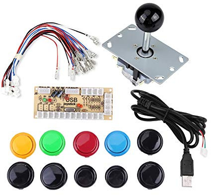 Dsacxixai DIY Joystick Kit Parts Delay Encoder USB PC Game Joystick 10x Buttons Kit Multiple Colors For PC Mame