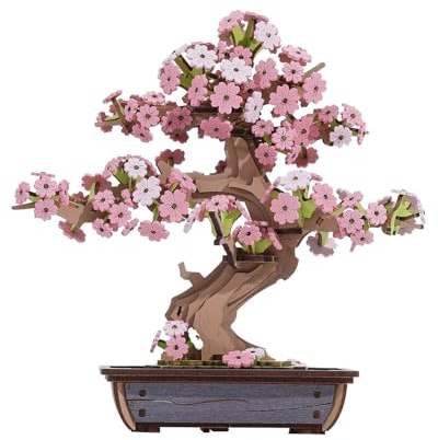 Rolife 3D-pussel – träpussel 3D-modellbyggsats för vuxna, kreativ gör-det-själv-byggsats, pysselset för dekoration och estetiska presenter till tonåringar (akura-bonsai)