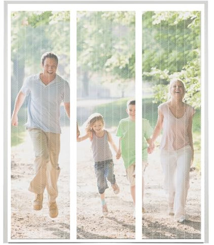 Mosquitera magnética de malla negra, doble puerta, mosquitera antiinsectos, sin agujeros, para balcón con imanes, cortina de doble puerta, 120 x 180 cm