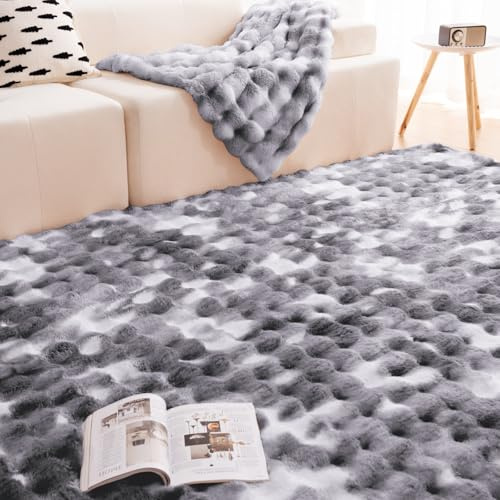 Vamcheer Tappeto Salotto Morbido- Tappeto Soggiorno Antiscivolo Bolla, Camera da Letto Moderno, Scendiletto, Stanza; Tappetto Pelo lungo & Lavabile, Grigio 160x230