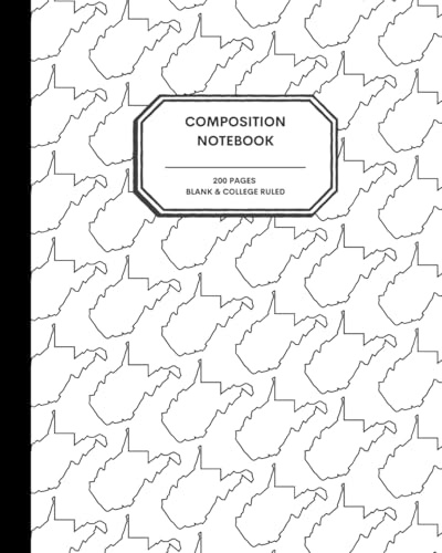 8x10 Composition Notebook - 200 Alternating Blank and College Ruled Pages - West Virginia State Outline Notebook Journal with Clean White Background for Kids, Preteens, Teens and Adults