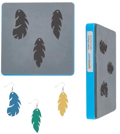 SUPERDANT Punzón de cuero de plumas tres plumas pendientes de estampado de madera troqueles de cuero DIY artesanía cuero para hombres y mujeres fabricación de cuero para regalos hechos a mano para